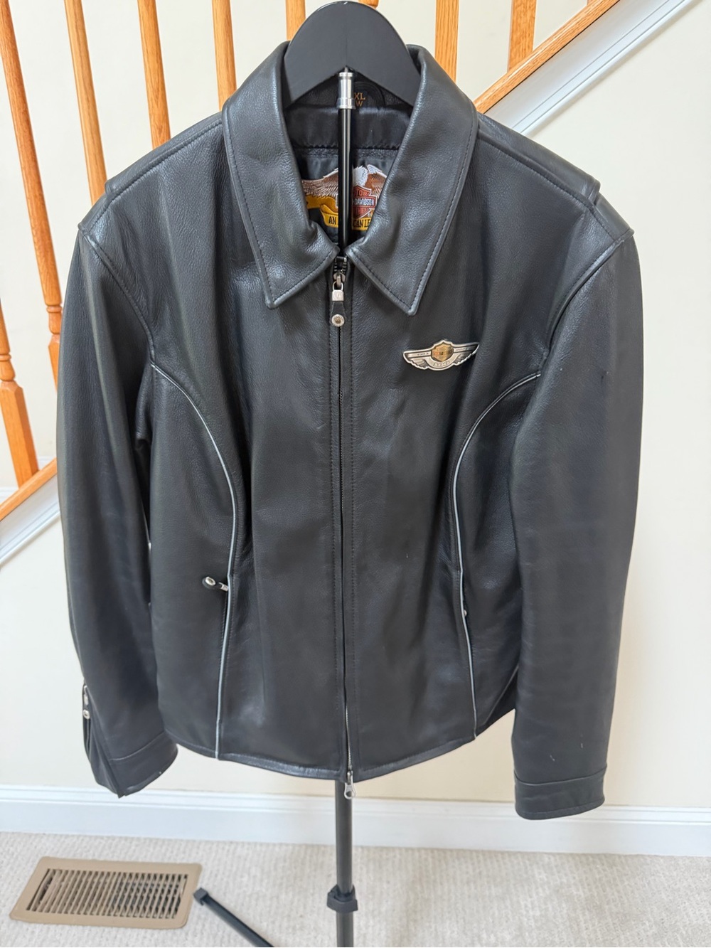Harley-Davidson Black Leather Riding Jacket with Wing Emblem